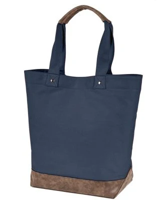 Authentic Pigment AP1921 Canvas Resort Tote in Deep navy/ brown