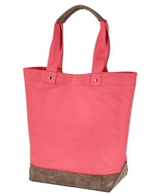 Authentic Pigment AP1921 Canvas Resort Tote in Hibiscus/ brown