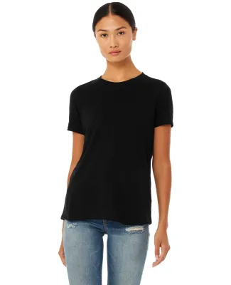 Bella + Canvas 6400CVC Womens relaxed short sleeve in Solid blk blend