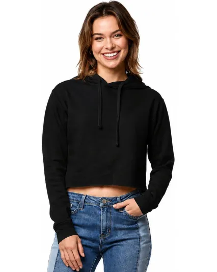 4150 Womens Crop Hoodie in Black
