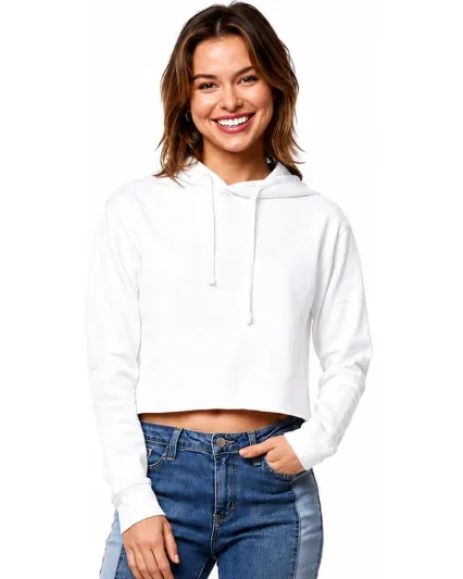 4150 Womens Crop Hoodie in White