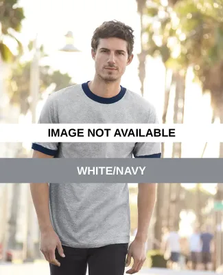 1309 Alstyle Adult Ringer T-Shirt White/Navy