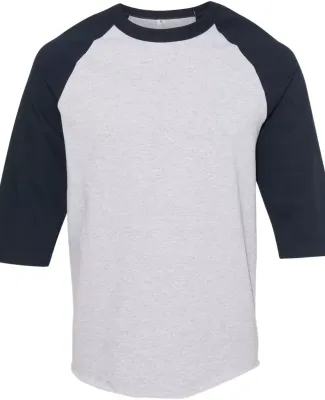 Alstyle 1334 Adult Baseball Tee Athletic Heather/ Navy