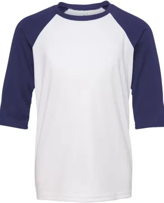 Alo Sport Y3229 Youth Baseball T-Shirt White/ Sport Navy