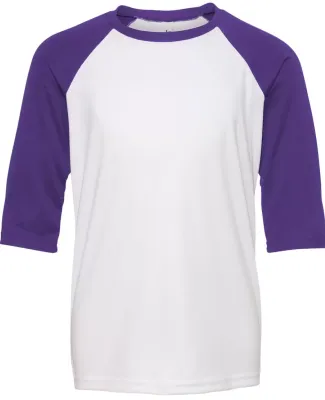 Alo Sport Y3229 Youth Baseball T-Shirt White/ Sport Purple