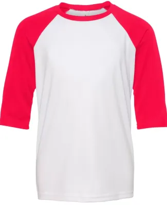 Alo Sport Y3229 Youth Baseball T-Shirt White/ Sport Red