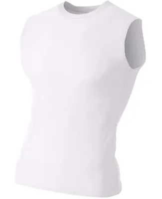 A4 Apparel  Youth Sleeveless Compression Muscle T- WHITE