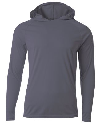 A4 N3409 - Cooling Performance Long Sleeve Hooded  in Graphite