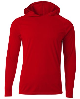 A4 N3409 - Cooling Performance Long Sleeve Hooded  in Scarlet