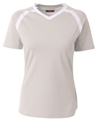 A4 NG3019 - The Ace Short Sleeve Volleyball Jersey Silver/White