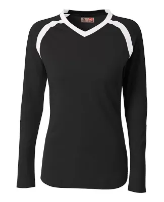 A4 NG3020 - The Ace Long Sleeve Volleyball Jersey Black/White