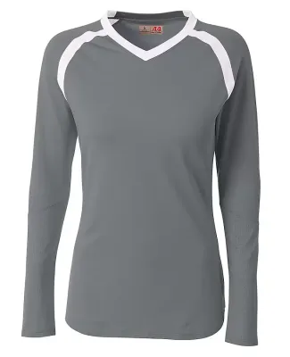 A4 NG3020 - The Ace Long Sleeve Volleyball Jersey Graphite/White