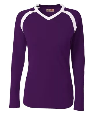 A4 NG3020 - The Ace Long Sleeve Volleyball Jersey Purple/White