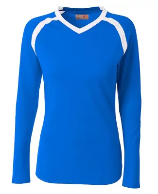 A4 NG3020 - The Ace Long Sleeve Volleyball Jersey Royal/White