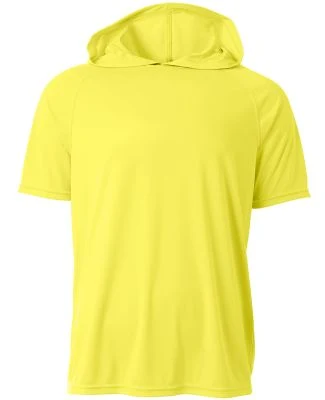 A4 N3408 - Cooling Performance Short Sleeve Hooded in Safety yellow