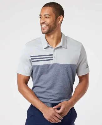 Adidas Golf Clothing A508 Heathered Colorblock 3-S Grey Two Heather/ Collegiate Navy Heather