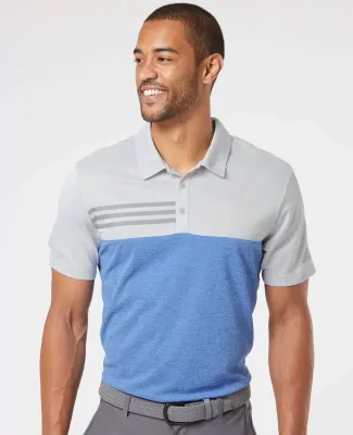 Adidas Golf Clothing A508 Heathered Colorblock 3-S Grey Two Heather/ Collegiate Royal Heather