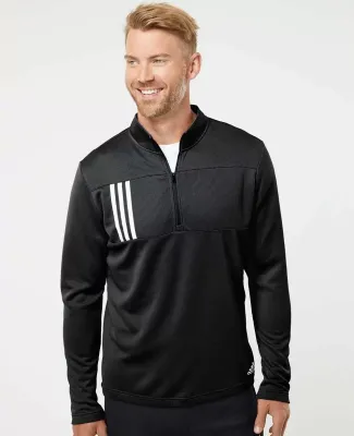 Adidas Golf Clothing A482 3-Stripes Double Knit Qu Black/ Grey Two