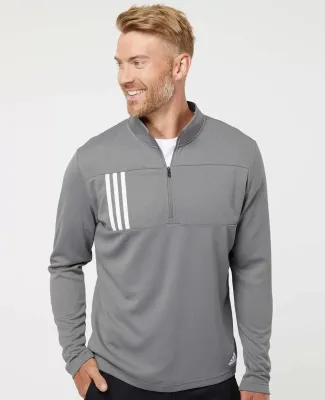 Adidas Golf Clothing A482 3-Stripes Double Knit Qu Grey Three/ White