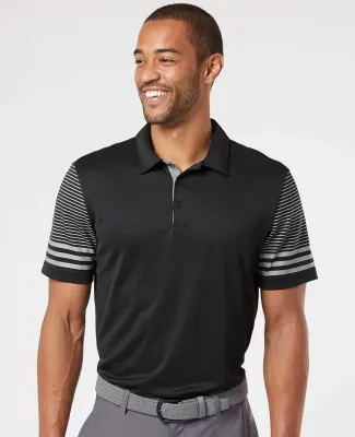 Adidas Golf Clothing A490 Striped Sleeve Sport Shi Black/ Grey Three