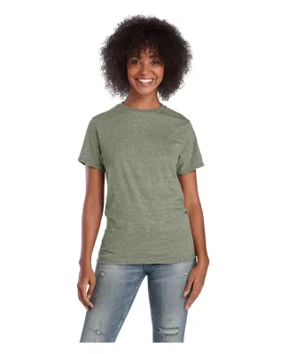 Delta Apparel 14600L   Adult S/S Tee in Moss snow heather