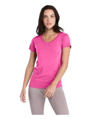 Delta Apparel 56535S Princess V-Neck Tee in Safety pink