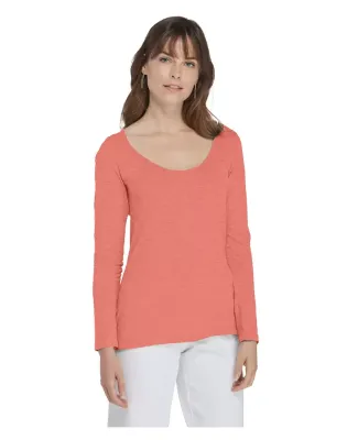 Delta Apparel P507C   Ladies CVC LS in Coral heather kfh