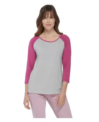 Delta Apparel P508T   Ladies Raglan TRI in Ahtletic heather/berry heather