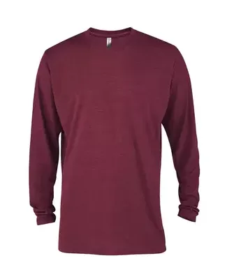 Delta Apparel P603T   Adlt LS Crew TRI in Maroon heather k3b