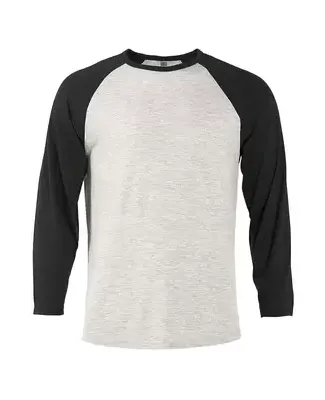 Delta Apparel P611T   Adlt Raglan TRI in Oatmeal heather/black heather j28