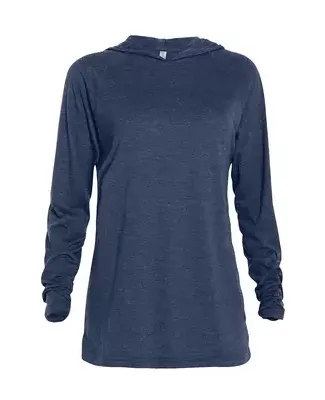 Delta Apparel P909T   Adlt PO Hood TRI in Navy heather k3a