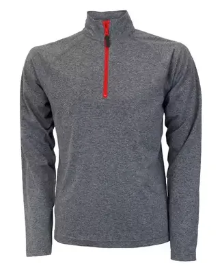 Delta Apparel S2995MP   Mens QTR Zip in Grey heather/red