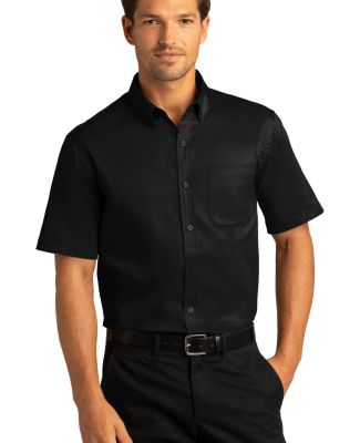 Port Authority W809 Short Sleeve SuperPro React Tw in Deepblack