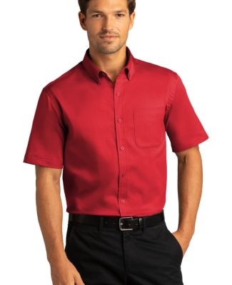 Port Authority W809 Short Sleeve SuperPro React Tw in Richred