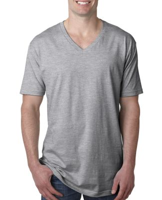 Next Level 3200 Fitted Short Sleeve V Neck T Shirt in Heather gray