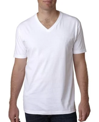 Next Level 3200 Fitted Short Sleeve V Neck T Shirt in White