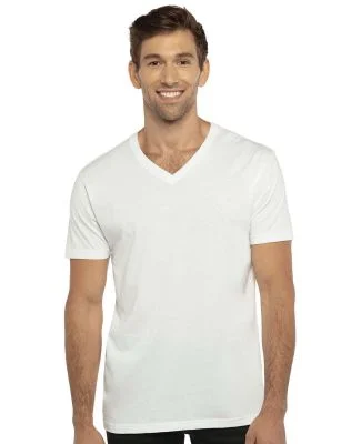 Next Level 3200 Fitted Short Sleeve V Neck T Shirt in White