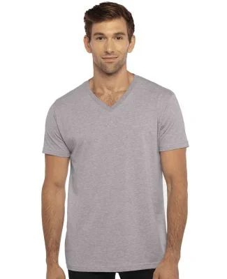 Next Level 3200 Fitted Short Sleeve V Neck T Shirt in Heather gray