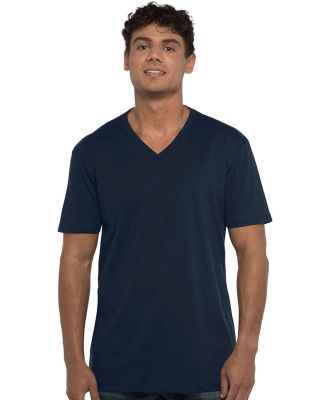 Next Level 3200 Fitted Short Sleeve V Neck T Shirt in Midnight navy