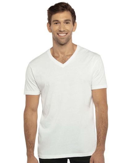Next Level 3200 Fitted Short Sleeve V Neck T Shirt in White