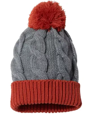 Richardson Hats 141R Chunk Twist Cuffed Beanie Heather Grey/ Rust