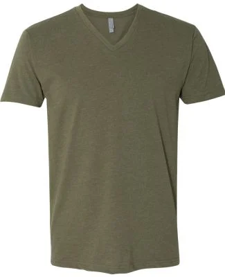 Next Level 6240 CVC V Neck T Shirts in Military green
