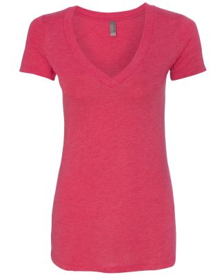 Next Level 6740 Tri-Blend V Neck T Shirts in Vintage shocking pink