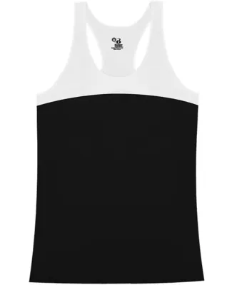 Badger Sportswear 4136 Women's Double Back Tank To Black/ White