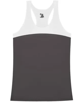 Badger Sportswear 4136 Women's Double Back Tank To Graphite/ White