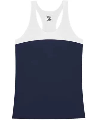Badger Sportswear 4136 Women's Double Back Tank To Navy/ White