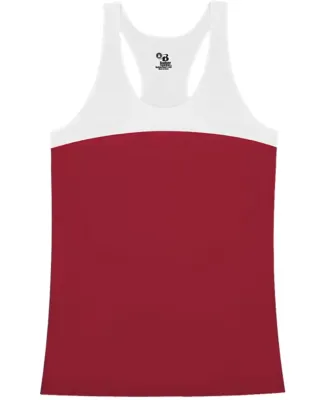 Badger Sportswear 4136 Women's Double Back Tank To Red/ White