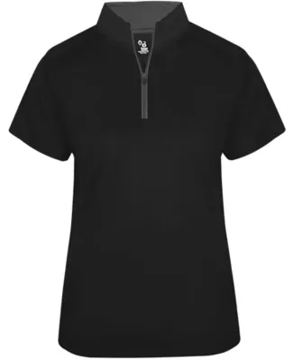 Badger Sportswear 4137 Women's B-Core Quarter-Zip  in Black/ graphite