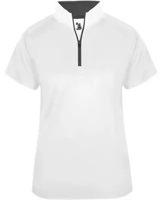 Badger Sportswear 4137 Women's B-Core Quarter-Zip  in White/ graphite