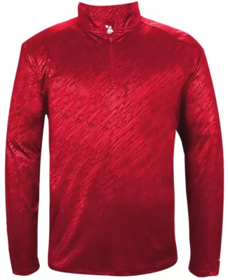 Badger Sportswear 4134 Line Embossed Quarter-Zip L Red Line Embossed